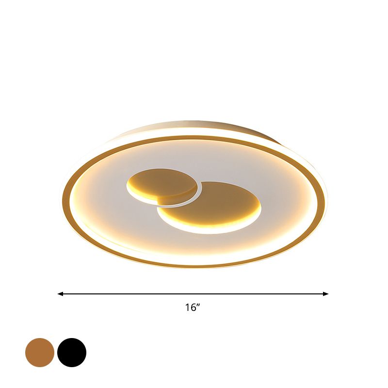16"/19.5" Dia Circular LED Flushmount Simplicity Acrylic Bedroom Close to Ceiling Light in Black/Gold