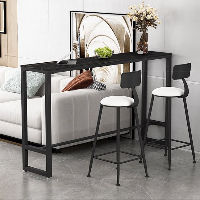 White and Black Modern Style Bar Table in Metal and Wood Milk Tea Shop Bar Table