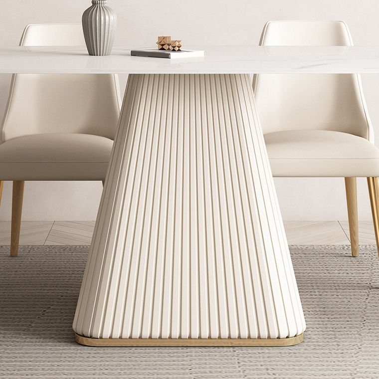 Glam White Dining Table Stone Rectangular Table for Dining Room