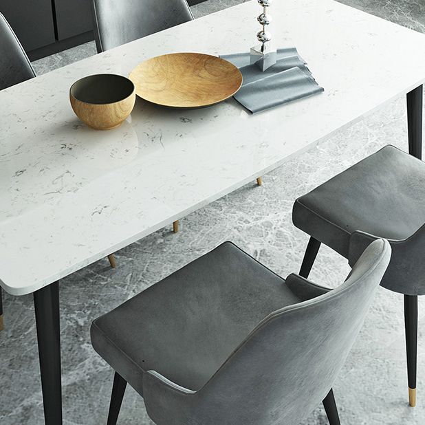 Dining Set Modern with Sintered Stone Rectangle Table and Padded Chairs