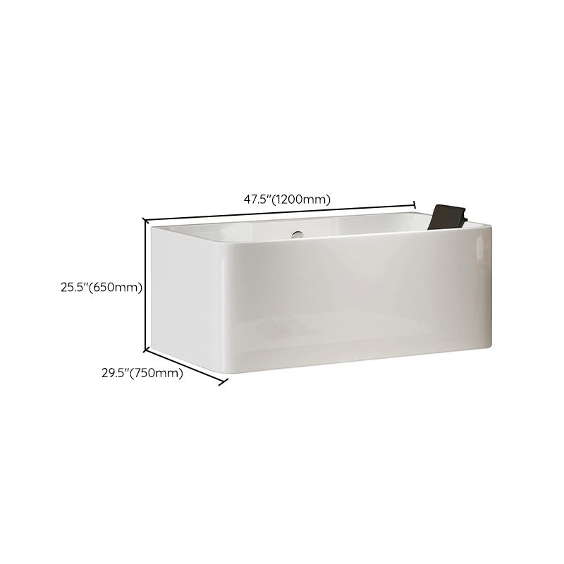 White Rectangular Bath Freestanding Acrylic Back to Wall Bathtub