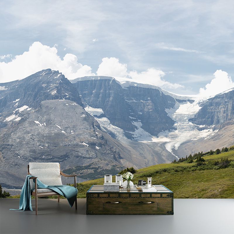 Spring Melting Mountain Murals Modern Stain Resistant Living Room Wall Covering, Size Optional