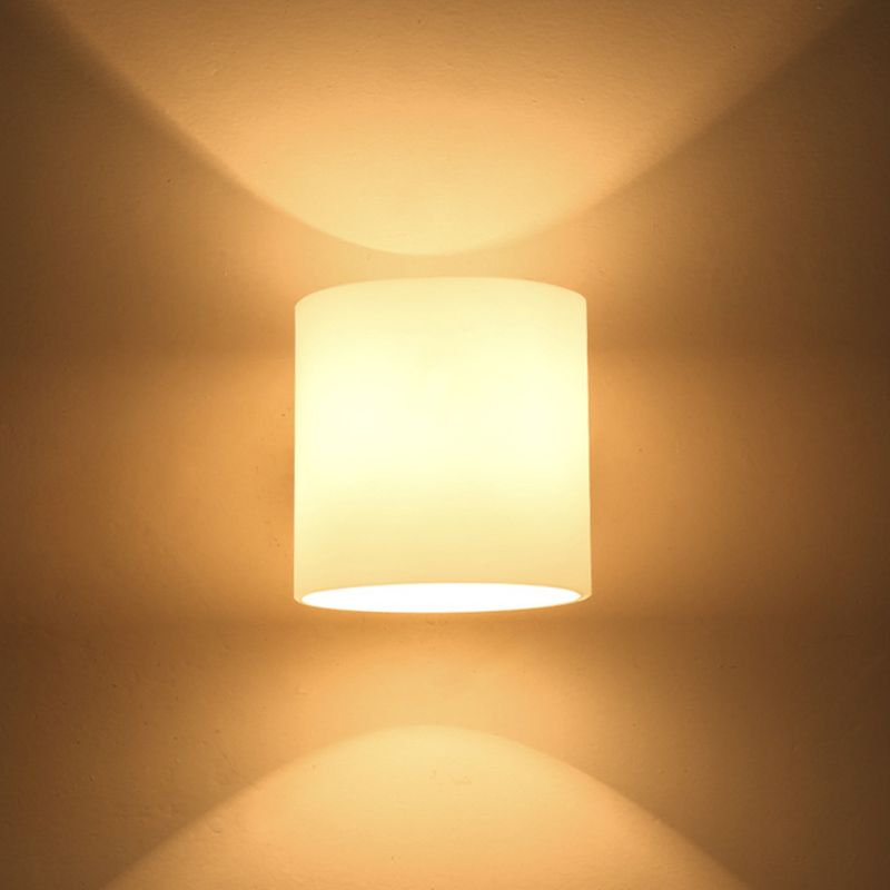 Cylinder Wall Mounted Lamp Modern Simplicity Milk Glass Wall Mount Lamp for Living Room