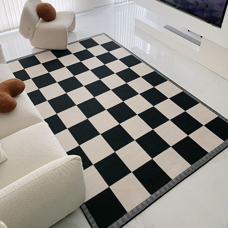 Dark Gray Modern Rug Polyester Pattern Area Rug Stain Resistant Rug for Living Room