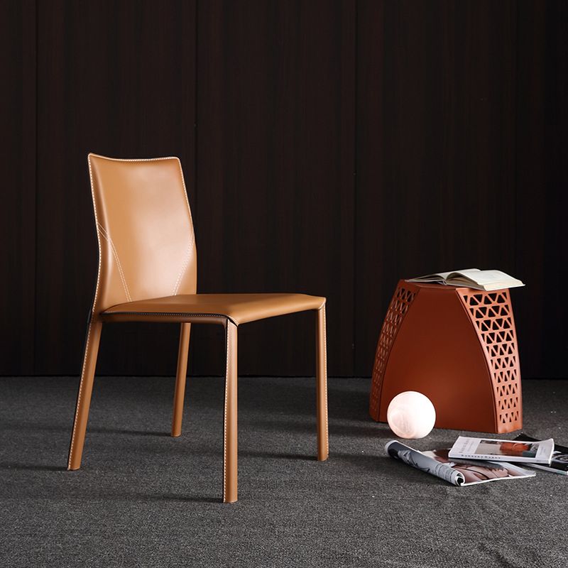 Faux Leather Kitchen Dining Chairs Upholstered Side Chairs with Metal Base