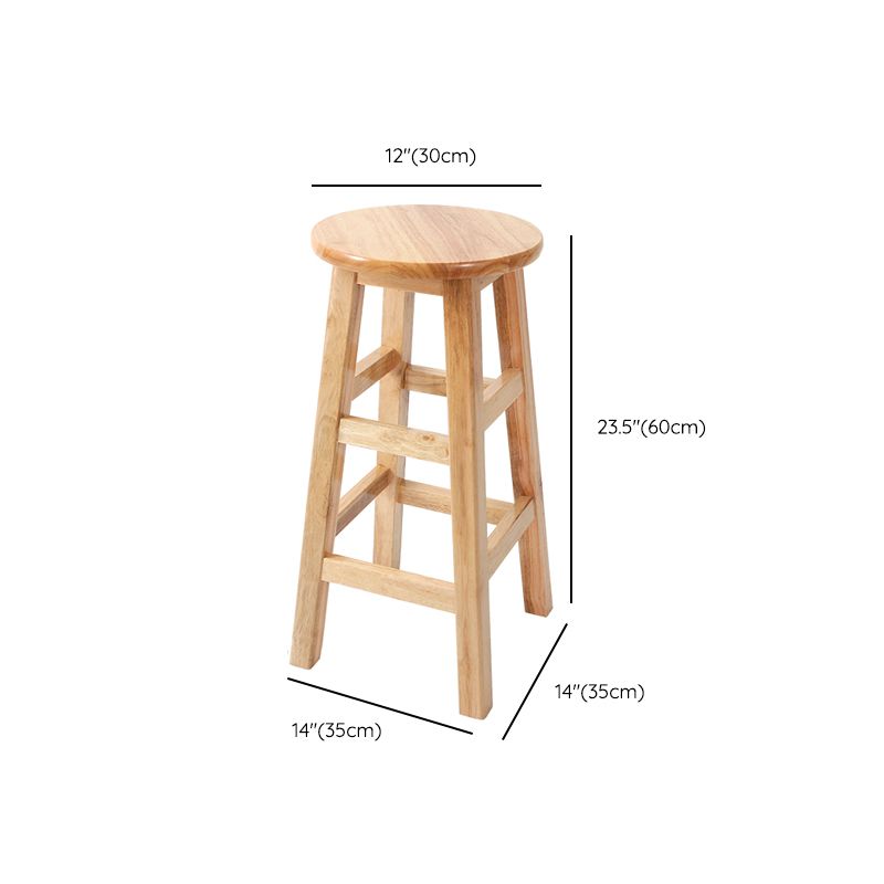 Solid Wood Bar Stool Backless Armless Counter Stool for Dining Room