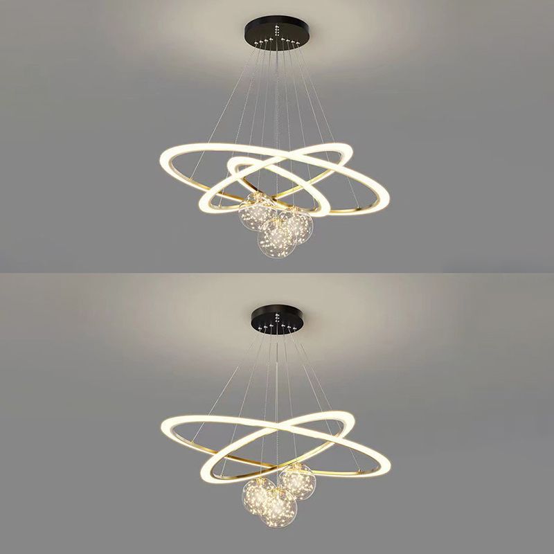 Multi Lights Ring Pendant Chandelier Modern Style Metal Hanging Lamps