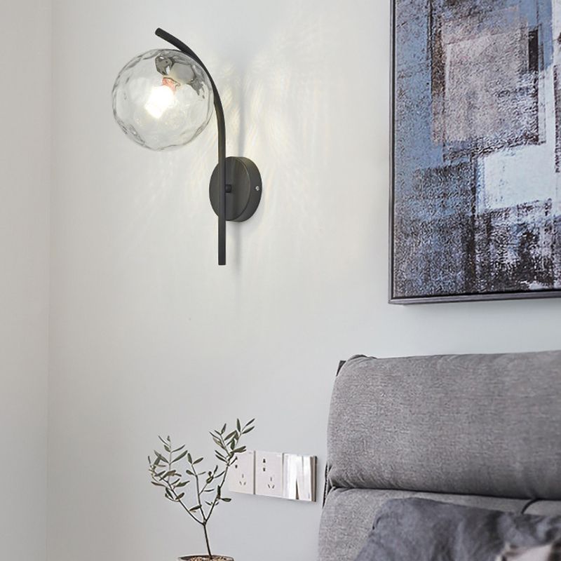 Casa de pared de lámpara de vidrio contemporánea 1 cabezal de metal de metal lámpara montada en la pared