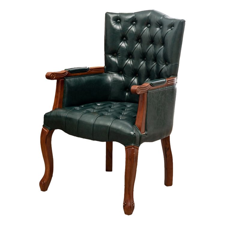 Victorian Dining Arm Chair Solid Back Side Chair with 4 Wood Legs for Home Use