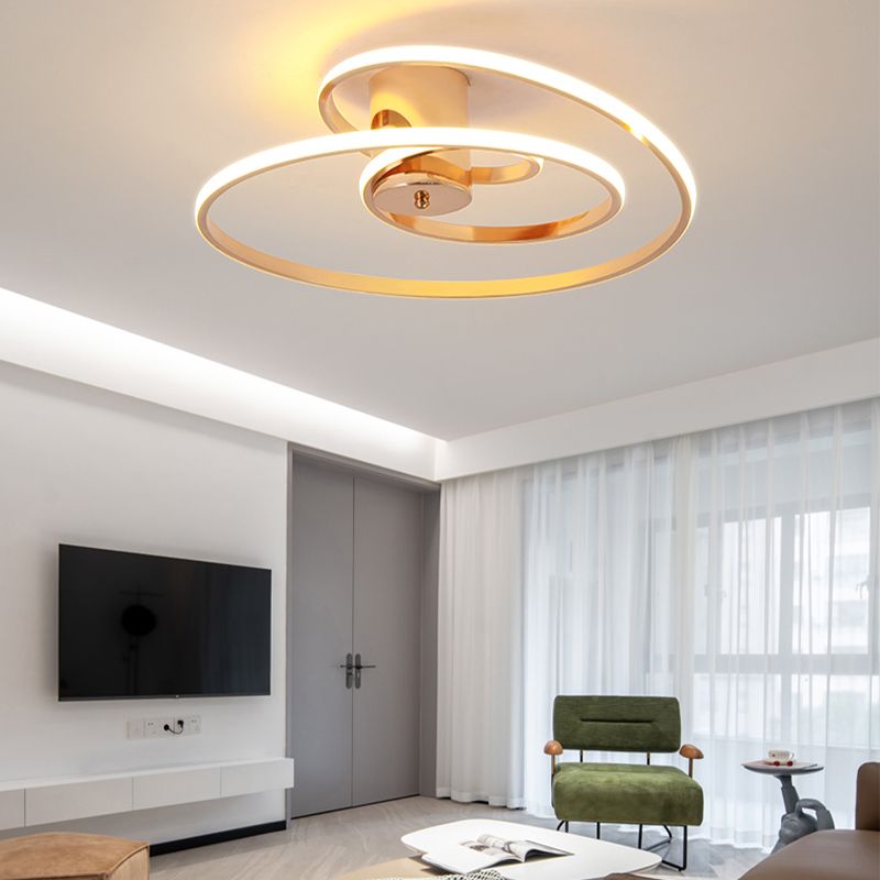 Nordic Linear Ceiling Light Aluminum Gold LED Flush Mount Light for Living Room