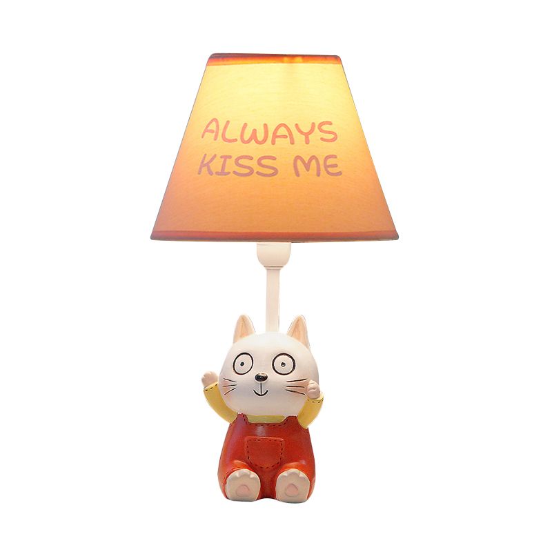 Cat Study Room Reading Lamp Resin 1 Head Cartoon Task Lighting in Red/Blue with Letter/Spots Shade