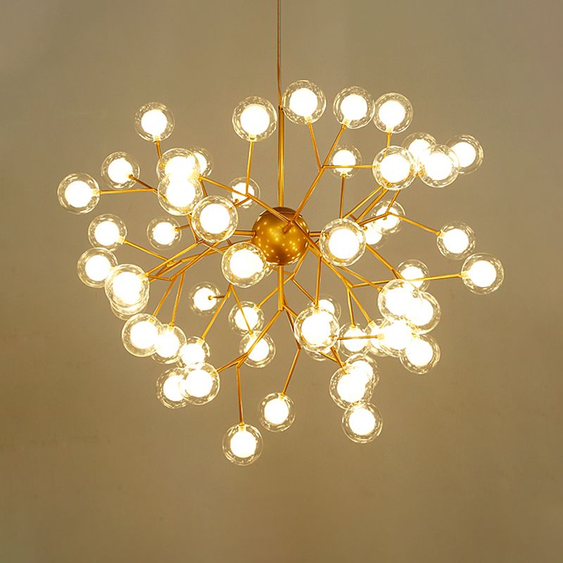 Simplicity LED Chandelier Lamp Bubble Pendant Lighting with Dual Glass Shade for Living Room