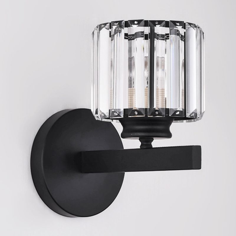Crystal Geometric Shape Wall Sconce Modern Style 1 Light Wall Light Sconce in Black