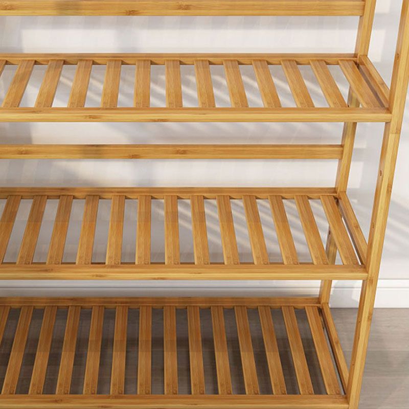 Contemporary Open Back Bamboo Bookshelf Ladder Bookcase with Shelves