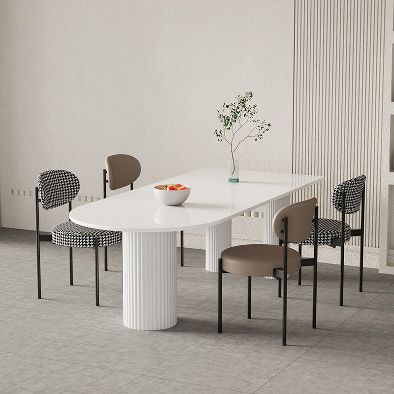 Contemporary White Color Faux Marble Dinner Table with 3 Legs