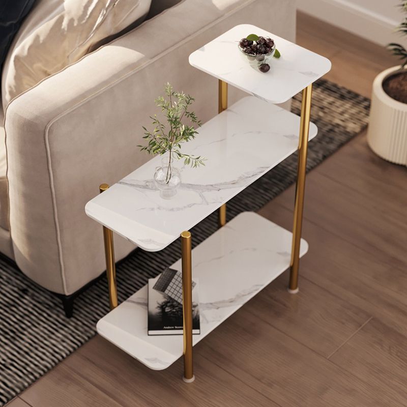 Contemporary Rectangular Side Table Slate Top 4 Legs End Table