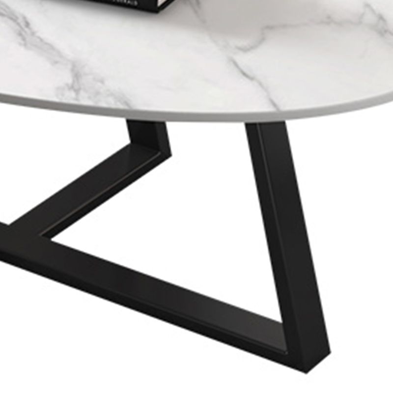 Slate Oval Coffee Table Cross Legs Single Table for Living Room
