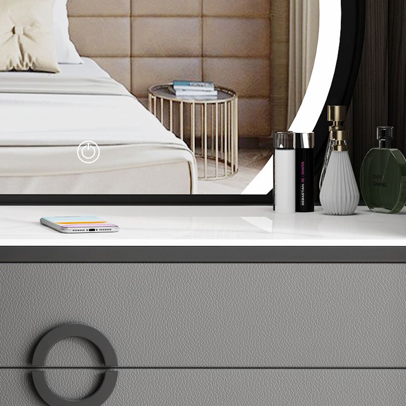 4-Drawers Glass/Stone Top Dressing Table Luxurious Metal Vanity