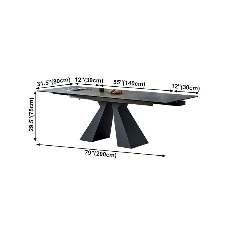 Mesa de comedor de comedor gris moderna Mesa de comedor de piedra sinterizada con base de metal