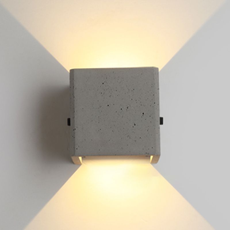 Industrial Cement Wall Light Cube Single Light Wall Sconce in Grey for Bedroom