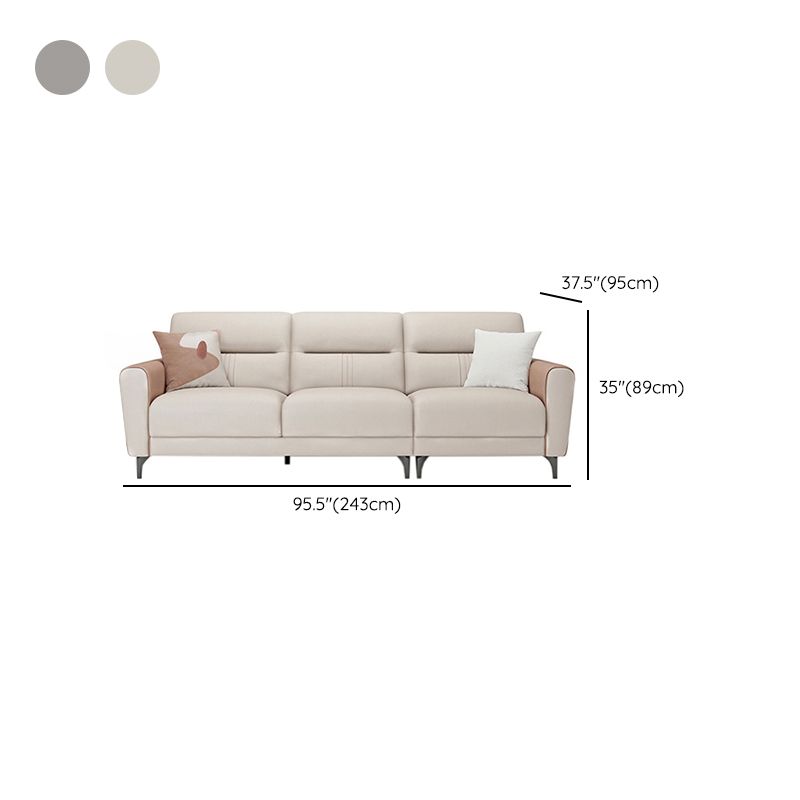 Square Arm Sofa in Solid Wood with Sewn Pillow Back Faux Leather