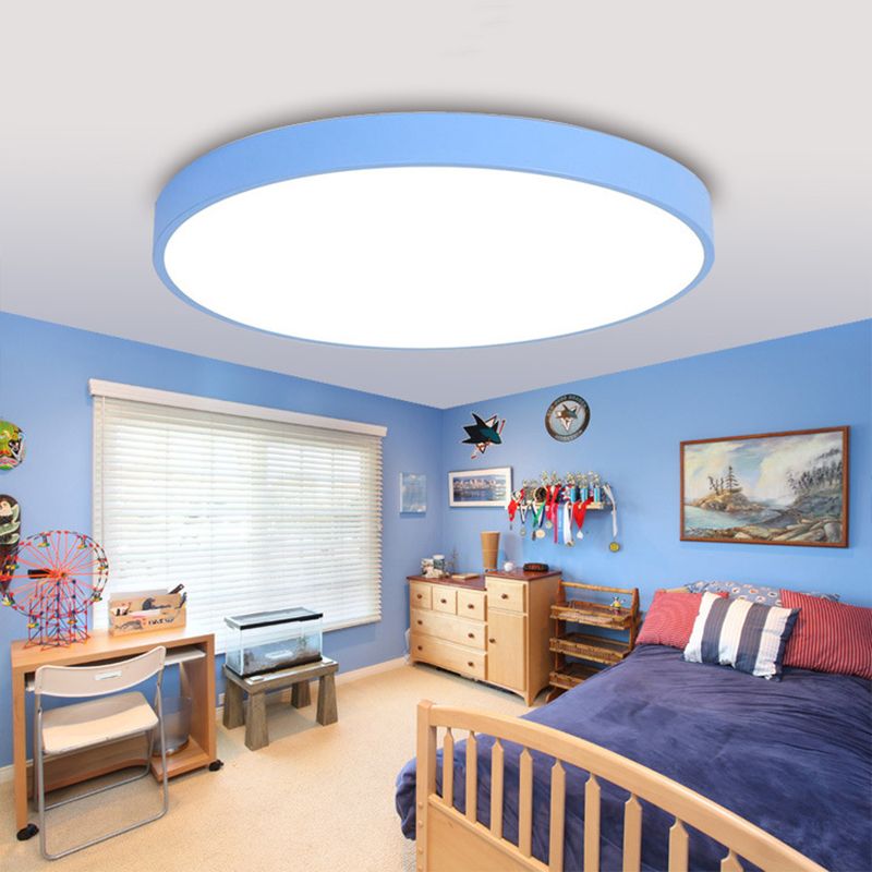 1-Light Round Flush Ceiling Light Fixture Modern Style Metal Led Flush Mount