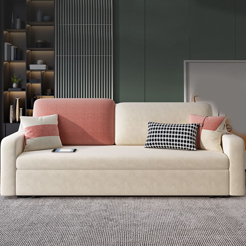 Convertible Sofa Bed with Storage Velvet Sloped Arm Futon Sofa Bed