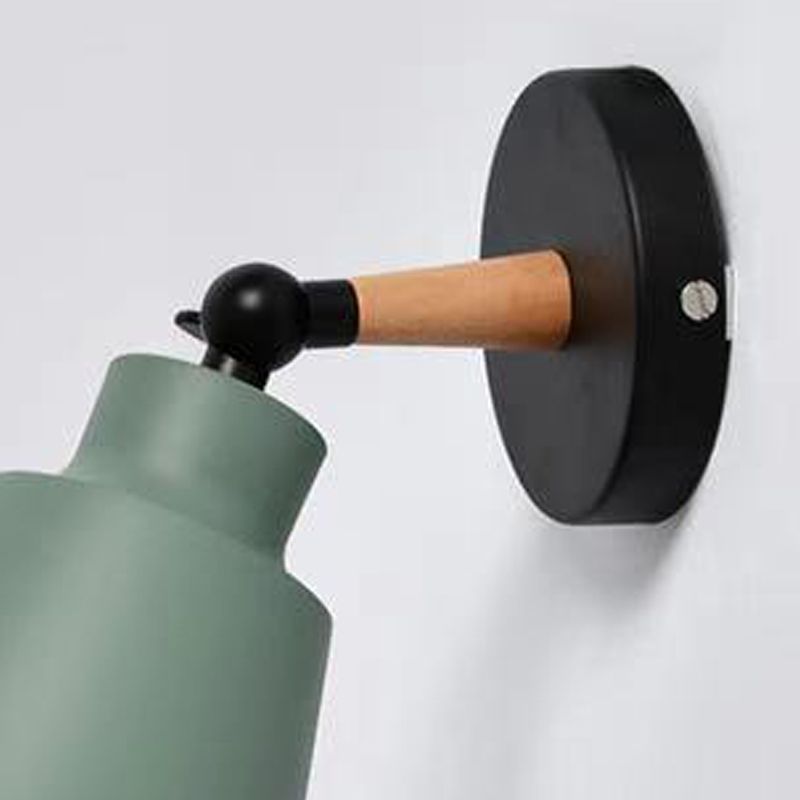 Nordic Metall Wall Light 5 "breite Makkaronwandleuchten mit Holz für Wohnzimmer