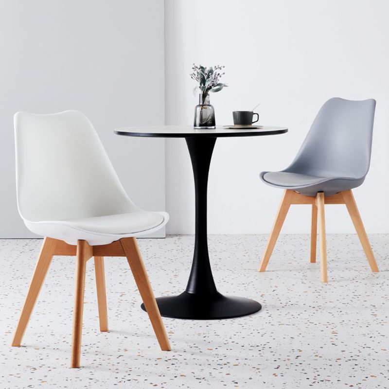 Scandinavian Indoor Side Chair Solid Back Upholstered Dining Room Chair with Wood Legs
