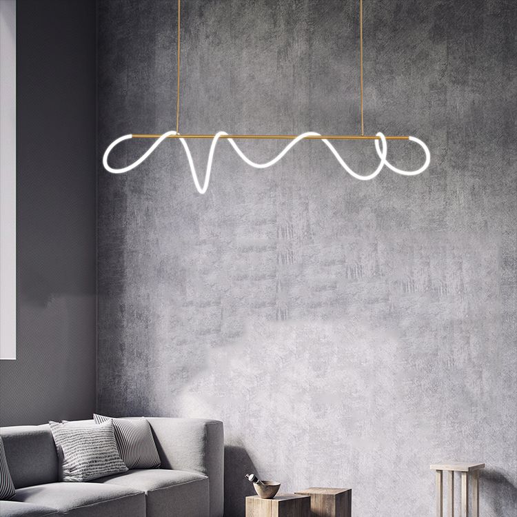 Modern Style Linear Hanging Pendant Light Silica Gel 1 Light Pendant Light Fixture