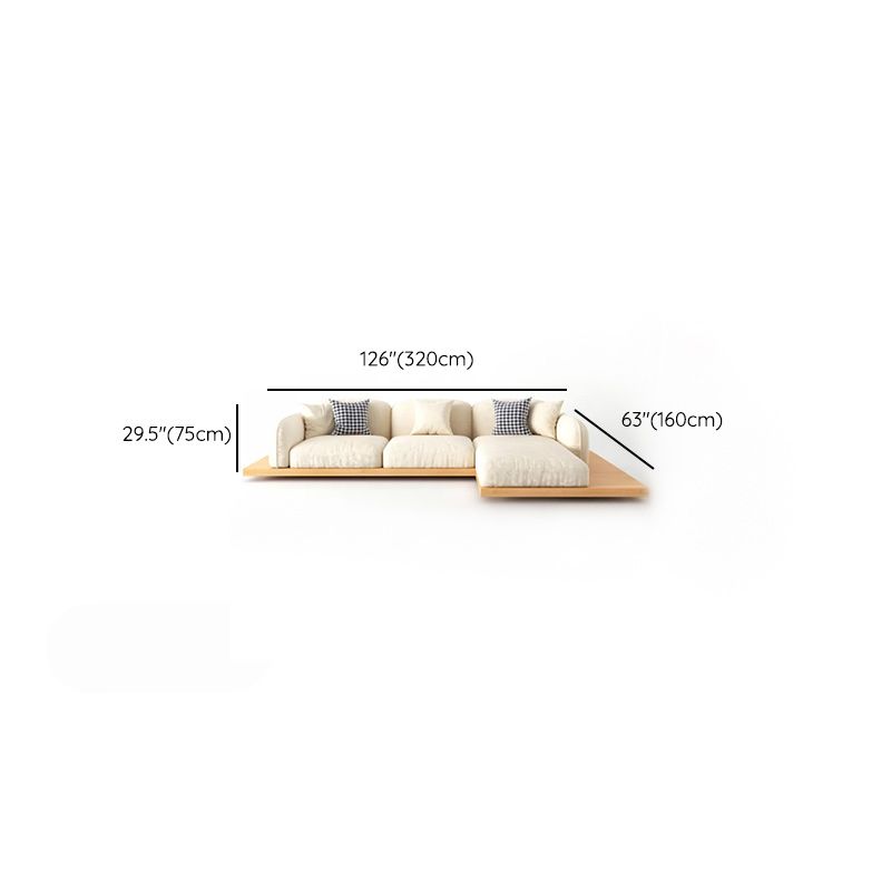 Contemporary Velvet Sectional Sofa with Pillows Back and Square Arms