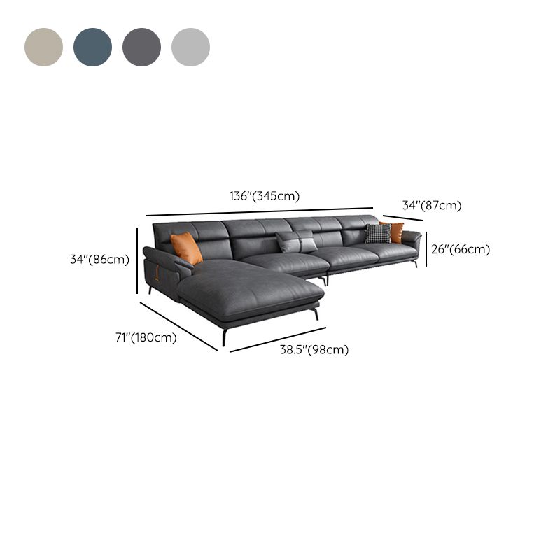 Modernism Flared Arm Sectional 4-Seater Faux Leather Sectional