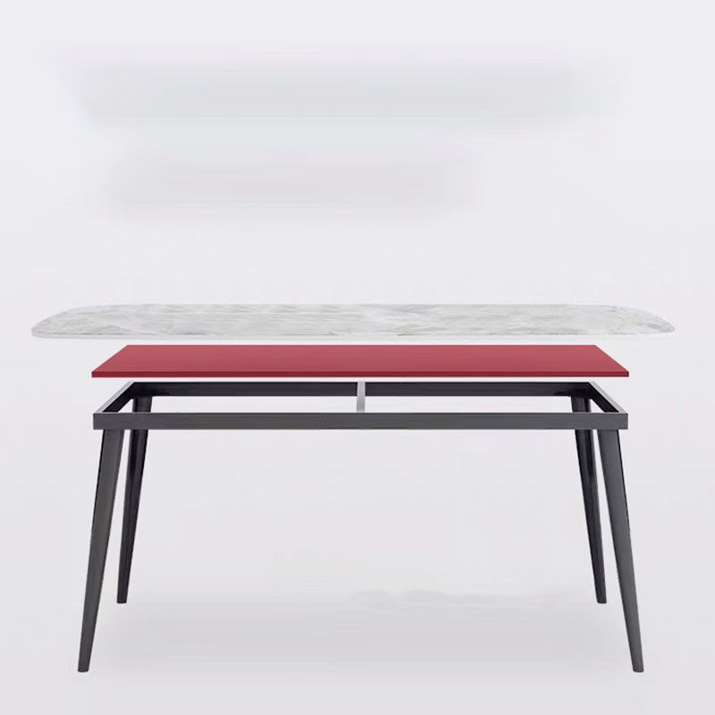 Sintered Stone Dining Table Rectangle 4 Legs Dinner Table for Dining Room