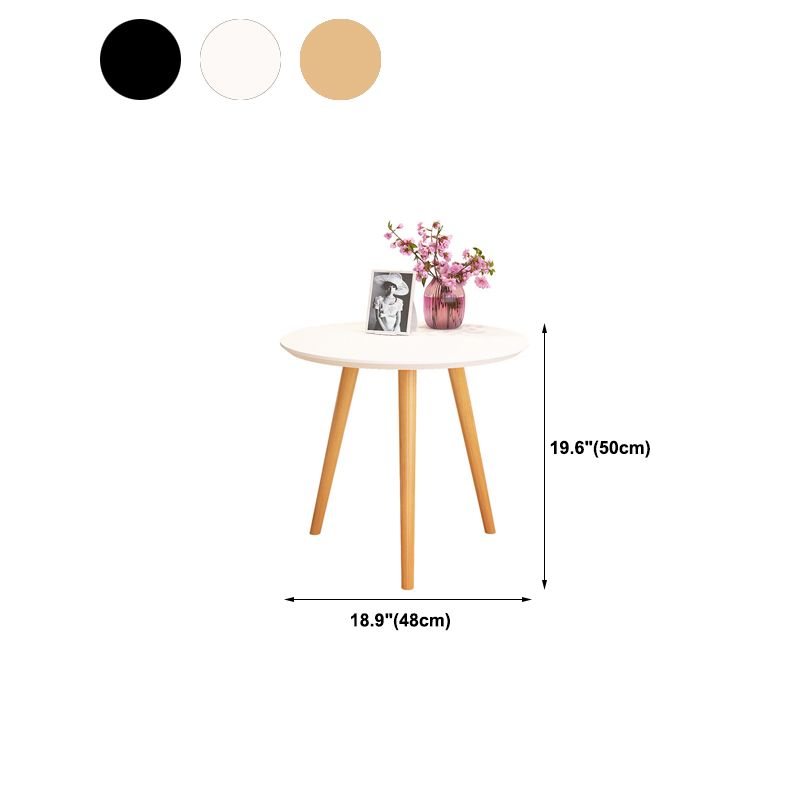 Scandinavian Round Wooden Top Side Table 19.68" Tall 3 Legs End Table
