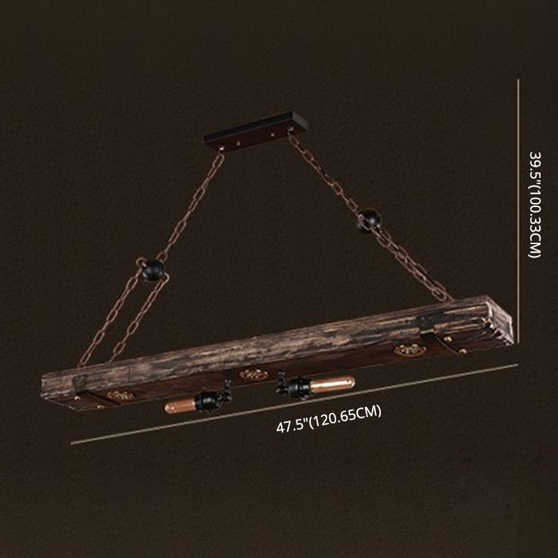Antique Bronze Wood Linear Island Ceiling Lights Industrial Hanging Lights for Dining Room