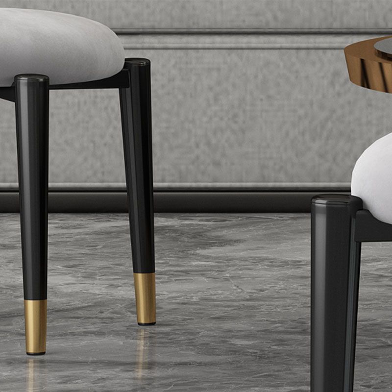 Luxury Ottoman Velvet Tear Resistant Solid Color Round Ottoman with Metal Legs