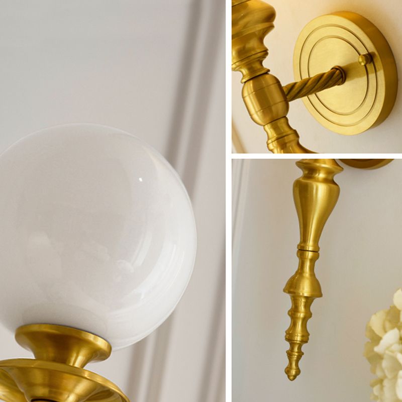 Ball Shape Metal Wall Light Modern Style 1 Light Wall Light Sconce in Gold