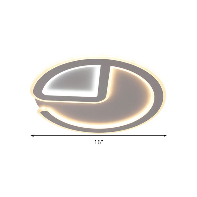 16"/19.5" Dia Minimal Clock Flush Mount Light Thin Acrylic LED Grey Ceiling Light Fixture in Warm/White Light