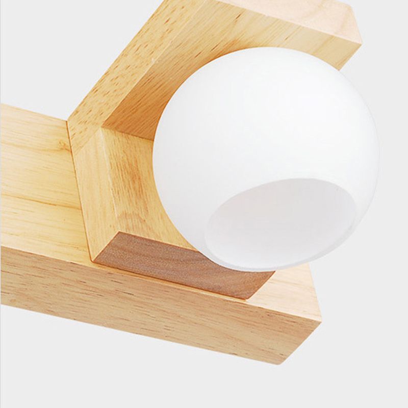 Beige 2/3-Light Contemporary Vanity Light LED Wooden Bath Bar for Bathroom