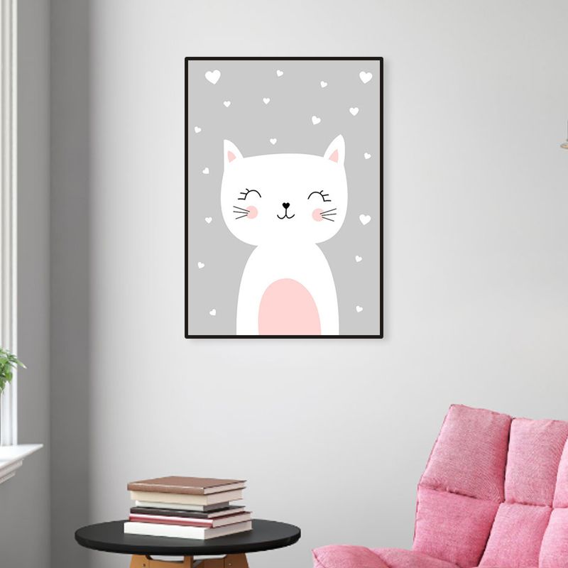 Merry Cartoon Animal Canvas Print Light Color Kids Style Painting for Baby Bedroom