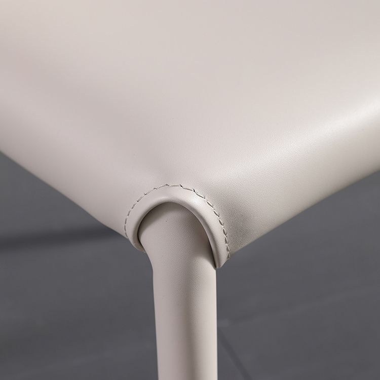 Modern Simple Side Chair Leather Kitchen Dining Chair with Metal Base