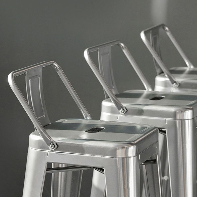 Modern Square Dining Stools Metal Armless Barstools with Footrest