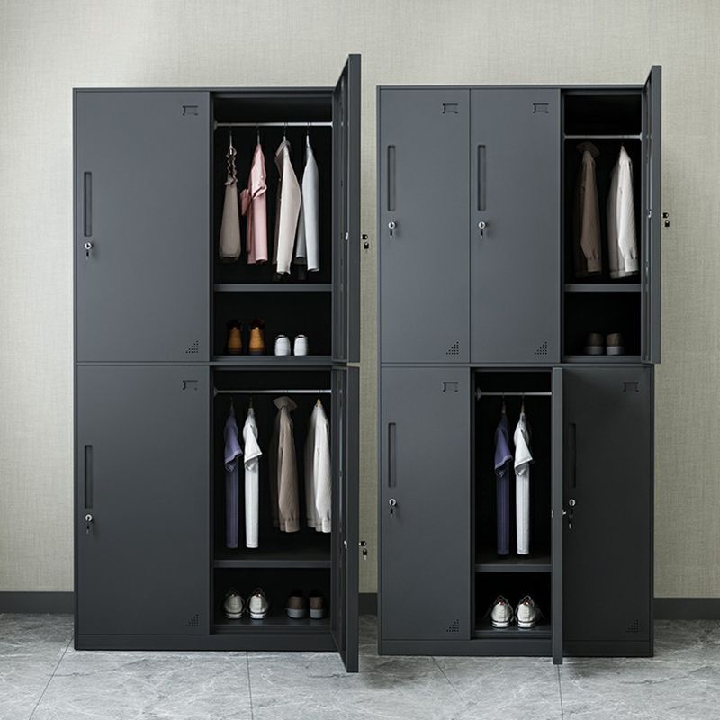 Hinged Wardrobe Cabinet with Lock Industrial Steel Wardrobe Armoire