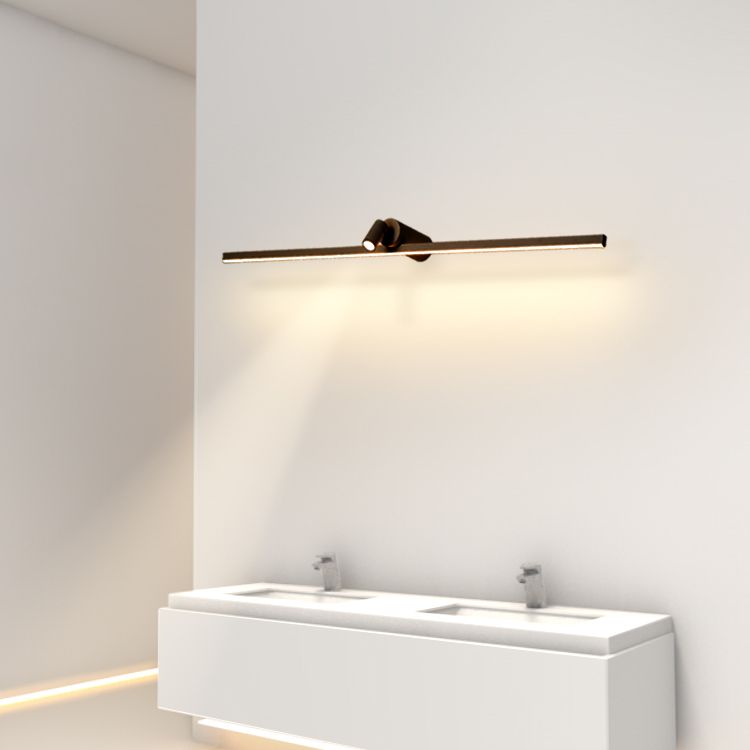 Linear Shade Mirror Wall Lighting Modern Style Metal 2 Lights Sconce Lamp