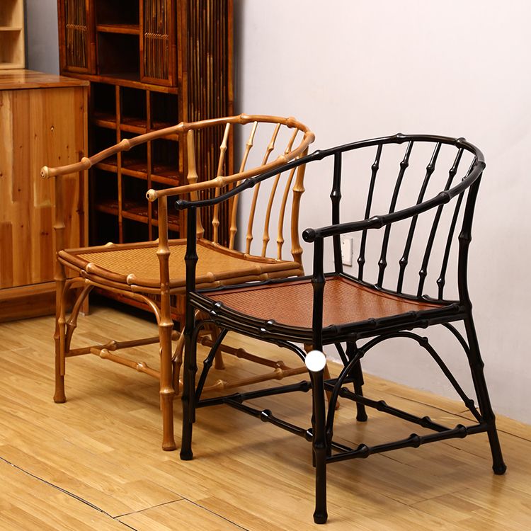 Cane Back Dining Chairs Traditional Slat Back Arm Chair for Dining Room
