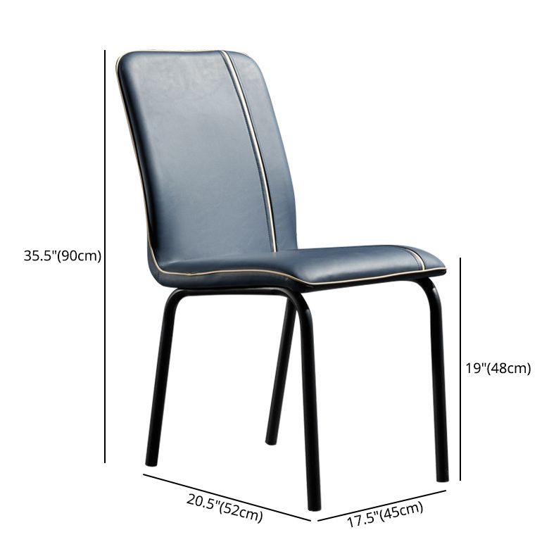 Modern Upholstered Side Dining Chairs Leather Solid Back Armless Chairs