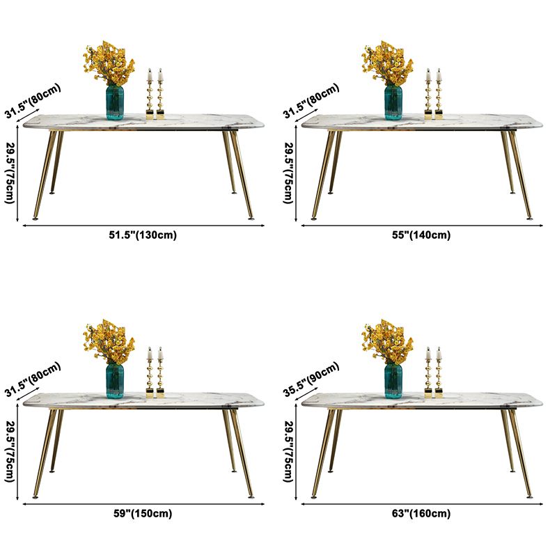 Metalen eigentijdse rechthoekige tafel Gesinterde stenen eettafel met 4 poten