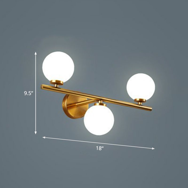 Ball Sconce Lighting Postmodern Opal Glass Corridor Wall Mounted Light Fixture in Brass