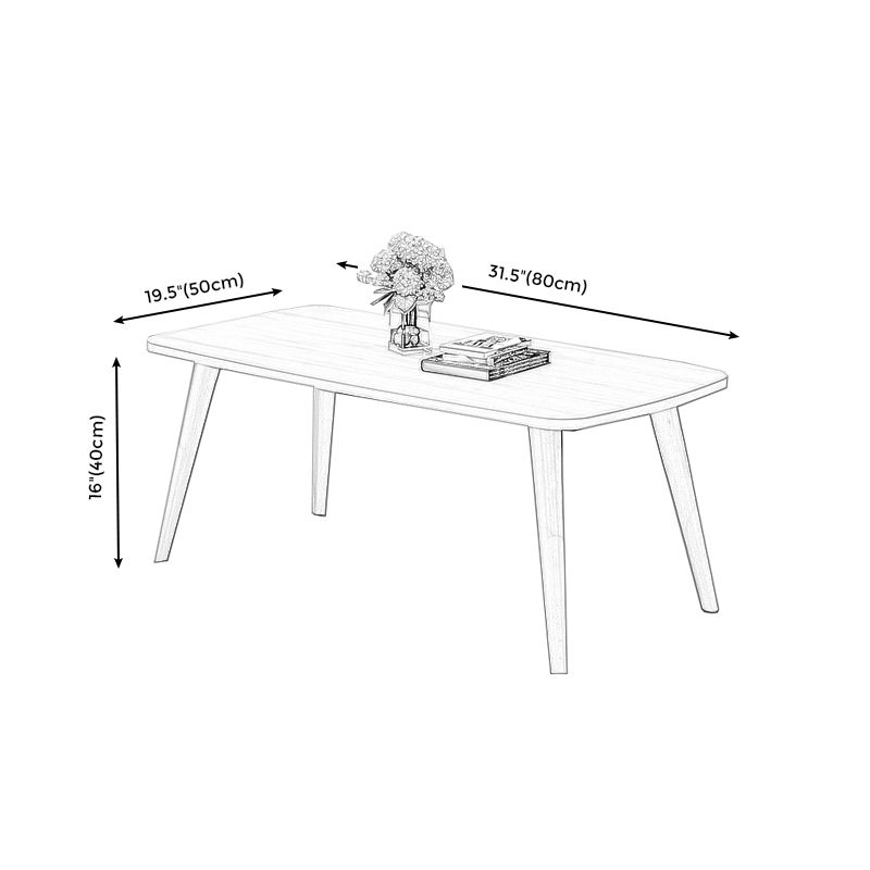 Modern 4 Legs Cocktail Table Rectangular Coffee Table - White/Wood