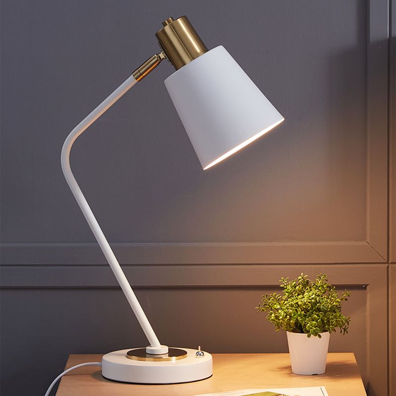 Macaroon Night Table Lamps Barrel 1-Light Bedroom Nightstand Lights with Metal Shade